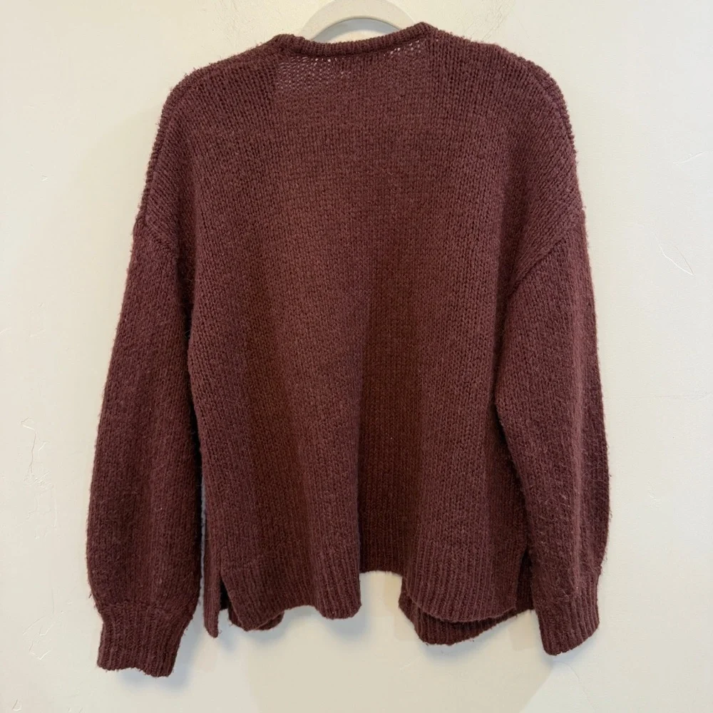 MADEWELL | burgundy Balloon-Sleeve Cardigan Sweater